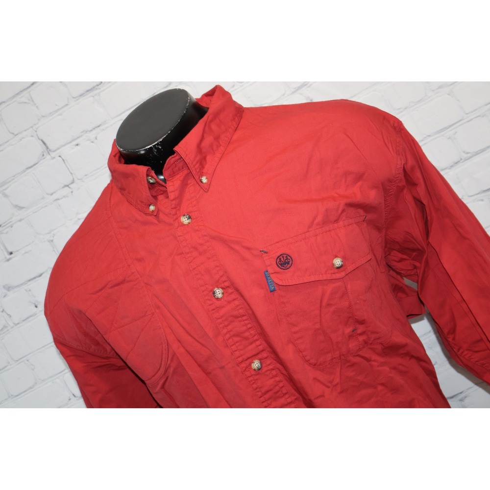 Beretta Shooting Shirt Mens XXL Red Long Sleeve Quilted Shoulder Vented Back